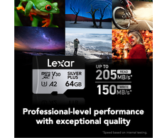 Atminties kortelė Lexar® Professional SILVER PLUS microSDXC™ UHS-I, 64 GB