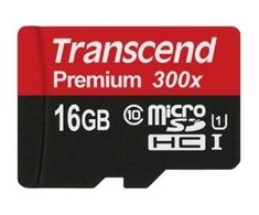Atminties kortelė TRANSCEND 16GB Micro SDHC 10 klasės UHS-I kortelė