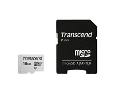 Atminties kortelė su adapteriu Transcend microSDHC USD300S 16GB CL10 UHS-I U3 iki 95MB/S