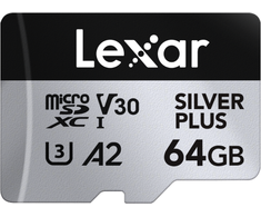 Atminties kortelė Lexar® Professional SILVER PLUS microSDXC™ UHS-I, 64 GB