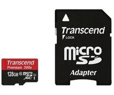 Atminties kortelė TRANSCEND Premium 128GB Micro SDXC UHS-I Class10 60MB/s MLC su adapteriu