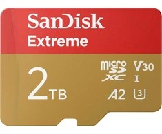 Atminties kortelė „SanDisk Extreme Micro SDXC UHS-I“ kortelė, kurios skaitymo greitis siekia iki 240 MB/s, o įrašymo greitis – iki 140 MB/s, su adapteriu, EAN: 619659208738