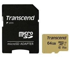 Atminties kortelė TRANSCEND 64GB UHS-I U1 Micro SD su adapteriu SD
