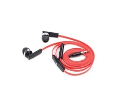 Gembird | Porto ausinės su mikrofonu ir garsumo valdymu su flat kabelis | Su mikrofonu | 3.5 mm | Raudona/Juodas