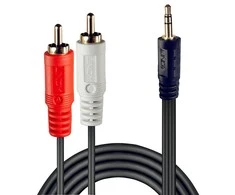 Garso Kabelis - LINDY Premium 3.5 mm Kištukas į 2 x RCA, 3 m, Juodas