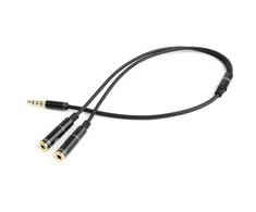 GEMBIRD CCA-417M Gembird Adapteris Stereo Mini Jack (M) 4-pin -> 2x Mini Jack (F), metal, juodas