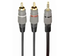 GEMBIRD 3,5 mm stereo kištukas į 2xRCA kištukus, 1,5 m kabelis, auksinės dangos jungtys