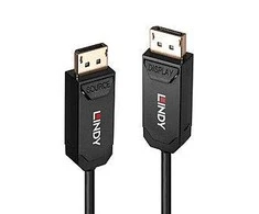 DisplayPort Kabelis - LINDY Šviesolaidinis Hibridinis DisplayPort 2.0 UHBR10 Kabelis, 7680x4320@60Hz, 10 m, Juodas