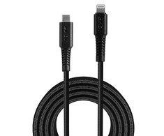 USB Laidas - LINDY Sustiprintas USB Type C į Lightning Laidas, M/M, 480Mbps, 1 m, Juodas