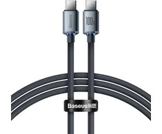 Baseus Crystal USB-C - USB-C laidas 100W 1.2m - Juodas