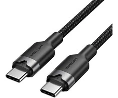 Kabelis USB Vention Kabelis USB-C do USB-C Vention w oplocie 3A 480Mbps 60W PD 1m juoda