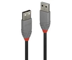 USB Kabelis - LINDY Anthra Line USB 2.0 Tipo A į A Laidas, M/M, 2 m, Juodas