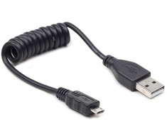 Gembird Cablexpert spiralinis mikro USB kabelis, 0,6 m, juodas | Cablexpert