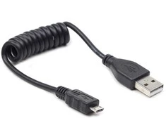 Gembird Cablexpert spiralinis mikro USB kabelis, 0,6 m, juodas | Cablexpert