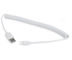 GEMBIRD CC-mUSB2C-AMBM-6-W Gembird spiralinis mikro USB kabelis, 1,8 m, baltas
