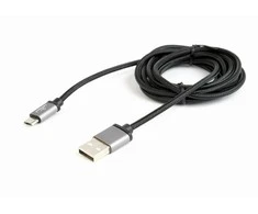 GEMBIRD CCB-mUSB2B-AMBM-6 Gembird cotton braided micro USB cable 2.0 AM-MBM5P 1.8M, metal connectors,juodas