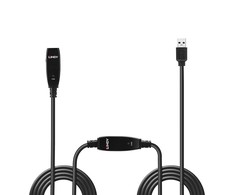 USB Prailginimo Laidas - LINDY USB 3.0 Aktyvus Prailginimo Laidas, 5 Gbps, Type A M/F, 15 m, Juodas