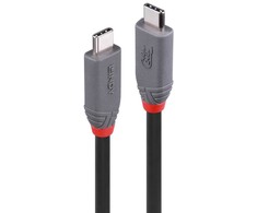 USB Kabelis - LINDY Anthra Line USB4 Type C Laidas, M/M, 40Gbps, 240W PD, 1.5 m, Juodas