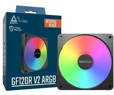 „Montech Fan GF120R V2 ARGB PWM“ atvirkštinis juodas 120 mm ventiliatorius
