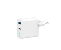 Gembird GaN 2xUSB QC3.0 Type-C 30W LED balta