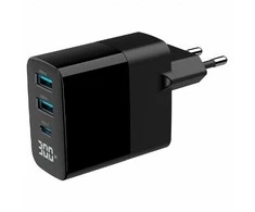 Gembird TA-UC-PDQC30LCD-BK-02 mobiliųjų įrenginių įkroviklis Universalus Juodas AC Greitas įkrovimas Vidaus patalpoms