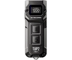 Nitecore TUP2 raktų pakabukas žibintuvėlis – 1 200 liumenų, įkraunamas per USB-C, OLED ekranas, aliuminio lydinys, atsparus purslams (IP54)