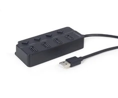 GEMBIRD USB 2.0 maitinamas 4 prievadų šakotuvas su jungikliais juodas