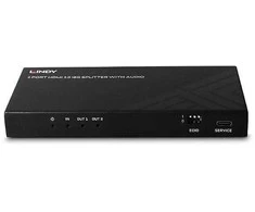 HDMI Skirstytuvas - LINDY 2 Prievadų HDMI Skirstytuvas 8K60, 48G, Su Garso Ištraukimu ir Sumažinimu, Juodas