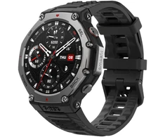 Išmanusis laikrodis Amazfit T-Rex 3, Nerudijančio plieno korpusas su onikso spalvos silikoniniu dirželiu