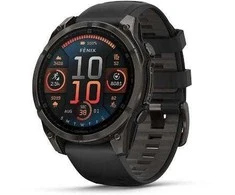 Garmin Išmanusis laikrodis Fenix 8 – 47 mm, AMOLED Sapphire, Pilkos anglies spalvos DLC titanas su juodai pilkos spalvos silikoniniu dirželiu