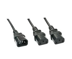 Lindy Ilgiklis - C14 į 2x C13 1m 10A/250V Varis PVC