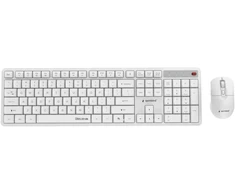 Klaviatūra Gembird KBS-WMS-01-W Silent key Pro Business wireless desktop set, baltas, US išdėstymas