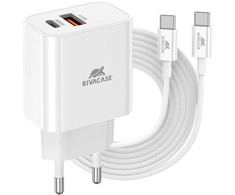 Įkroviklis RivaCase MOBILE CHARGER WALL/Baltas PS4102 WD4 RIVACASE