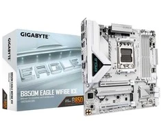 Pagrindinė plokštė „Gigabyte B850M EAGLE WF6E ICE“ | Procesorių šeima AMD | Procesoriaus lizdas AM5 | DDR5 | Palaikomos kietojo disko sąsajos SATA, M.2 | SATA jungčių skaičius 4