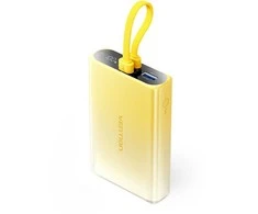 Vention 10000mAh power bank with LED ekranas, USB-C + Lightning + USB-A, 22.5W (yellow)