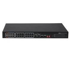 „Dahua Technology Co“ PoE šakotuvas, 24 prievadų, PoE+, 2 RJ45 prievadų + 2 SFP prievadų, 240 W