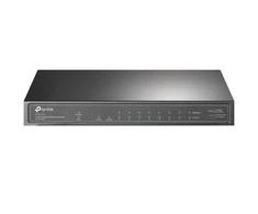 Šakotuvas TP-LINK 10 prievadų Gigabit PoE+ jungiklis 8 Gigabit PoE+ prievadai, 1 Gigabit RJ45 prievadai ir 1 Gigabit SFP lizdai 802.3at/af 63W PoE galia