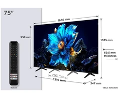 Televizorius TV Set TCL 75 " 4K Ultra HD 3840 x 2160 pikselių Flat 16:9 QLED 75P7K