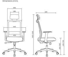 Fotel Ergonomiška biuro kėdė „Ergo Office“, PREMIUM, su aukštu atlošu, maks. 150 kg, ER-425