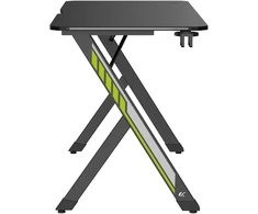 Biurko „NanoRS“ žaidimų stalas, juodas su ausinių ir puodelio laikikliu, RGB foniniu apšvietimu, maks. 75 kg, matmenys 1200 x 600 x 750 mm, RS102