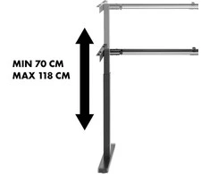 Maclean rašomasis stalas, rankinis aukščio reguliavimas, be viršaus, darbui sėdint ir stovint, maks. 60 kg, aukštis 120 cm, MC-790NG