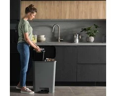 Šiukšliadėžė CURVER COMPACT DUO, pilka, 46 l