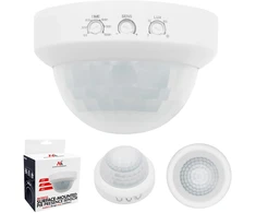 PIR judesio jutiklis Maclean, montuojamas ant paviršiaus, veikimo nuotolis 10x40 m, 1000 W/2000 W, 220–240 V AC, 50/60 Hz, MCE823