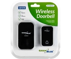 GreenBlue GB157 B Kinetic Baterija Be Wireless Dorr Bell, Melodies, Juodas, Diapazonas iki 200m, IP44