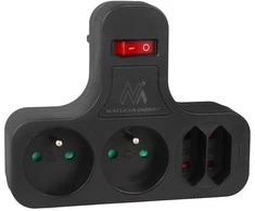 Maclean srovės lizdas, keturvietis su jungikliu, stabilizavimo kojelė, E tipas, 2x2,5A, 2x16A, MCE224 E/B
