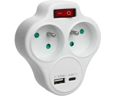 Gniazdko „Maclean“ maitinimo lizdas, 2 lizdų skirstytuvas su USB A/C 2.4A, E tipo, 2x16A, MCE336 E