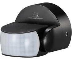 Czujnik „Maclean“ PIR judesio jutiklis, infraraudonųjų spindulių, IP65, juodas, veikimo nuotolis 12 m, maksimali apkrova 800/1200 W, MCE468 B,