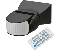 Czujnik „Maclean“ PIR judesio jutiklis, infraraudonųjų spindulių, su nuotolinio valdymo pultu, maks. 800 W (lemputė), maks. 1200 W (LED), MCE241 B