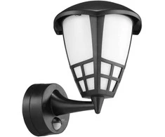 Sieninis šviestuvas 1xE27 su Maclean jutikliu, infraraudonųjų spindulių jutikliu, maks. apkrova 60W, IP65, juoda spalva, MCE518 B
