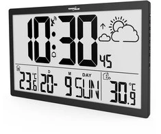 GreenBlue GB218 Extra Large LCD Sieninis laikrodis with Orų stotelė Temperature and Date Ekranas